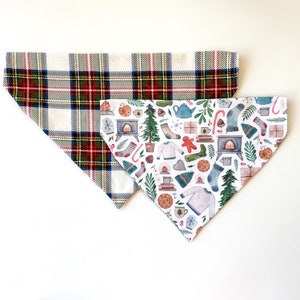 Bandana pour chien de Noël | Flanelle, | à carreaux Hiver, | de Bandana de vacances Sur le col, réversible, personnalisé | Bandana pour chat, accessoire pour chien