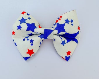 Fourth of July Dog Bow Tie | Dog Collar Bow Tie | Patriotic Bow, Summer Bow Tie 4th of July Independence Day, Red White Blue | Dog Accessory