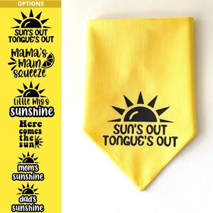Summer Dog Bandana | Over the Collar or Tie On | Suns Out Tongues Out | Sunshine | Personalized, Reversible Bandana | Custom, Funny Bandana