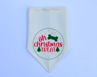 Bandana de cachorro de Natal, sobre a coleira ou gravata | Oh deleite de Natal | Bandana engraçada para cachorro | Feriado, Natal Bandana | Bandana personalizada