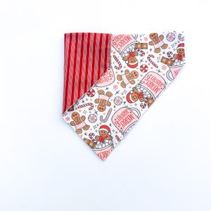 Gingerbread Dog Bandana | Over the Collar or Tie On | Hot Chocolate Dog Bandana Peppermint, Candy Cane Dog Bandana | Personalized Reversible