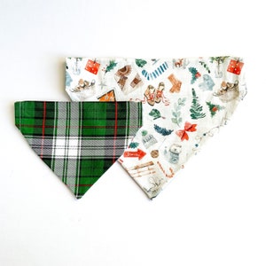 Bandana pour chien de Noël, Père Noël | Au-dessus du col ou à nouer | Candy Cane, Plaid, Cadeaux, Hiver | Bandana personnalisé, réversible | Bandana chat