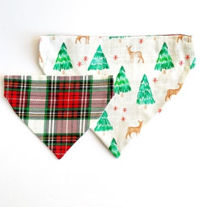 Bandana pour chien de Noël, | de rennes Par-dessus le col ou la cravate sur | Arbre de Noël, Plaid, | d’hiver Bandana personnalisé, | réversible Bandana pour chat