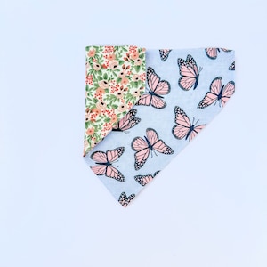 Spring Dog Bandana | Over the Collar or Tie On | Butterflies, Flowers, Rifle Paper Co, Floral, Girl | Reversible, Personalized | Cat Bandana