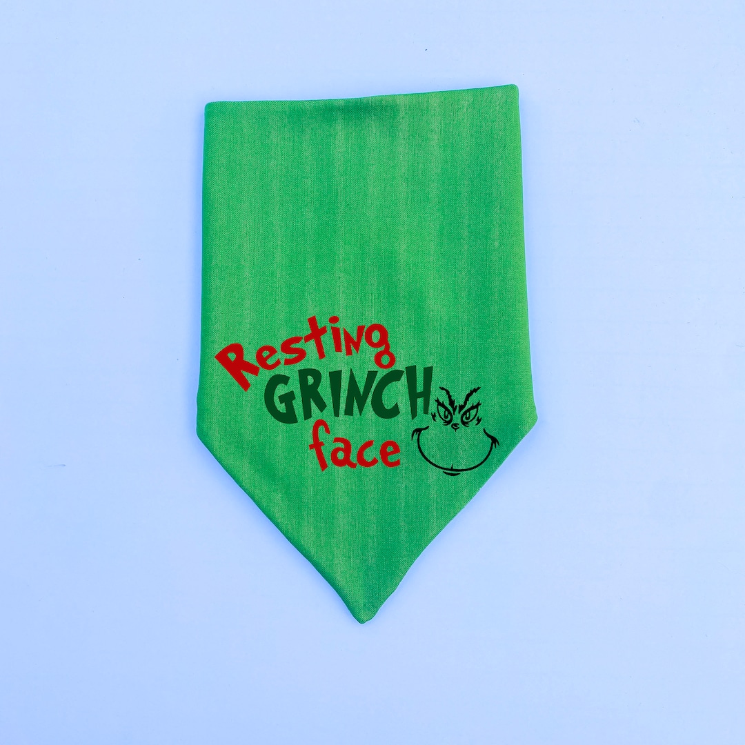 Grinch Dog Bandana Over the Collar or Tie on Resting Grinch Etsy