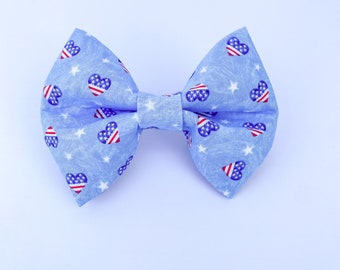 4th of July Dog Bow Tie | American Flag, Summer, Patriotic | Dog Collar Bow Tie | Cat Bow Tie, Pet Bow Tie | Dog Accessory, Cat Accessory
