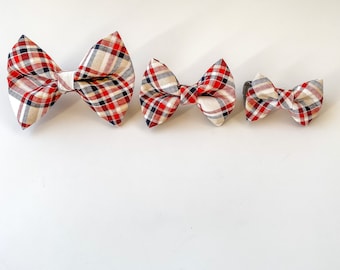 Muszka dla psa na Boże Narodzenie | Kratka, Czerwony, Czarny | Kratka w kratkę gingham, Kratka Buffalo, Zima | Muszka do obroży, Muszka dla kota | Akcesorium dla psa | Kokarda dla zwierząt