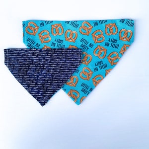 Pretzel Dog Bandana | Over the Collar or Tie On | Little Bit Salty, Sassy, Summer Bandana, Food Bandana | Personalized Bandana, Reversible
