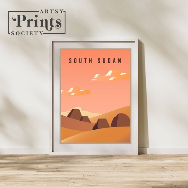 South Sudan Country Poster, Country Art, Country Wall Art, Country Print, Country Poster, Country Print, Travel Gift, Travel Illustration