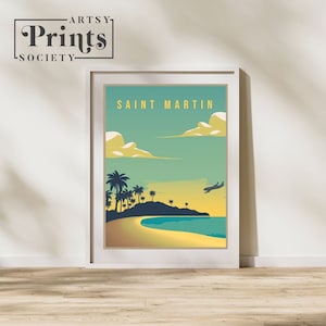 Saint Martin Island Poster, Island Art, Island Wall Art, Island Print, World Print, Island Poster, Island Print, Travel Illustration