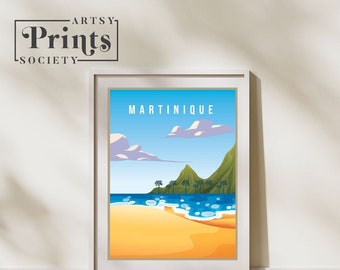 Martinique Island Poster, Island Art, Island Wall Art, Island Print, World Print, Island Poster, Island Print, Travel Illustration