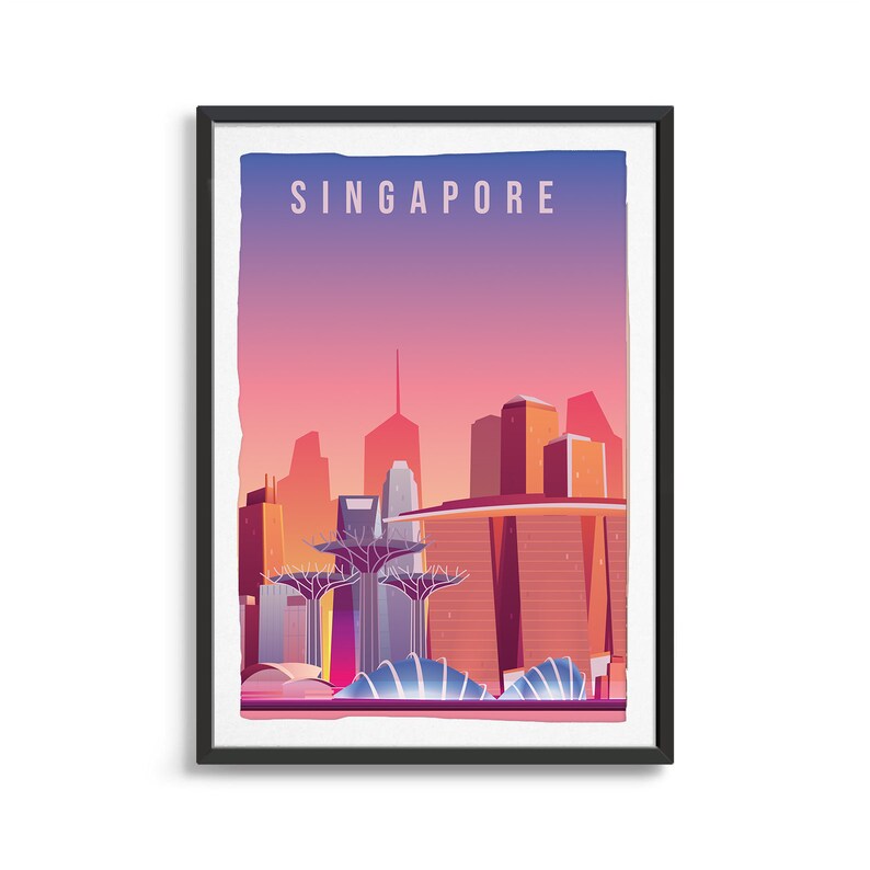 Singapore City Poster City Art City Wall Art City Print Etsy