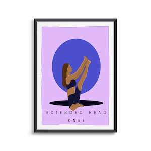 Extended Head Knee Pose | Yoga Digital Download, Warrior I Pose Yoga Art | Yoga Print| Art For Studio | Yoga Poses Poster | Yoga Gift
