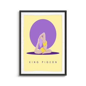 King Pigeon Pose | Yoga Digital Download, Warrior I Pose Yoga Art | Yoga Print| Art For Studio | Yoga Poses Poster | Yoga Gift