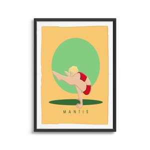 Mantis Yoga Pose Gift| Yoga Digital Download, Warrior I Pose Yoga Art | Yoga Print| Art For Studio Decor | Yoga Poses Poster | Yoga Gift