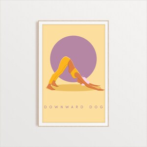 Downward Dog Pose Yoga Art Print for Studio Decor, Yoga Digital Download, Mediation, Peace