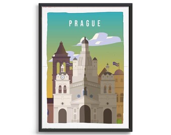 Prague City Poster, City Art, City Wall Art, City Print, City Poster, City Print, Travel Gift, Travel Illustration