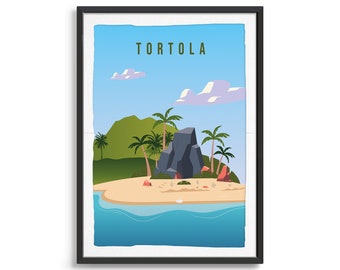 Tortola Island Poster, Island Art, Island Wall Art, Island Print, World Print, Island Poster, Island Art, Travel Illustration