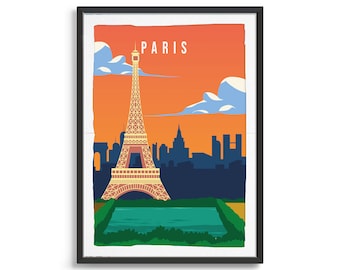Cartel de la ciudad de París, arte de la ciudad, arte de la muralla de la ciudad, impresión de la ciudad, cartel de la ciudad, impresión de la ciudad, regalo de viaje, ilustración de viaje
