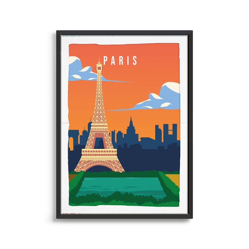 Paris City Poster, City Art, City Wall Art, City Print, City Poster, City Print, Travel Gift, Travel Illustration image 1
