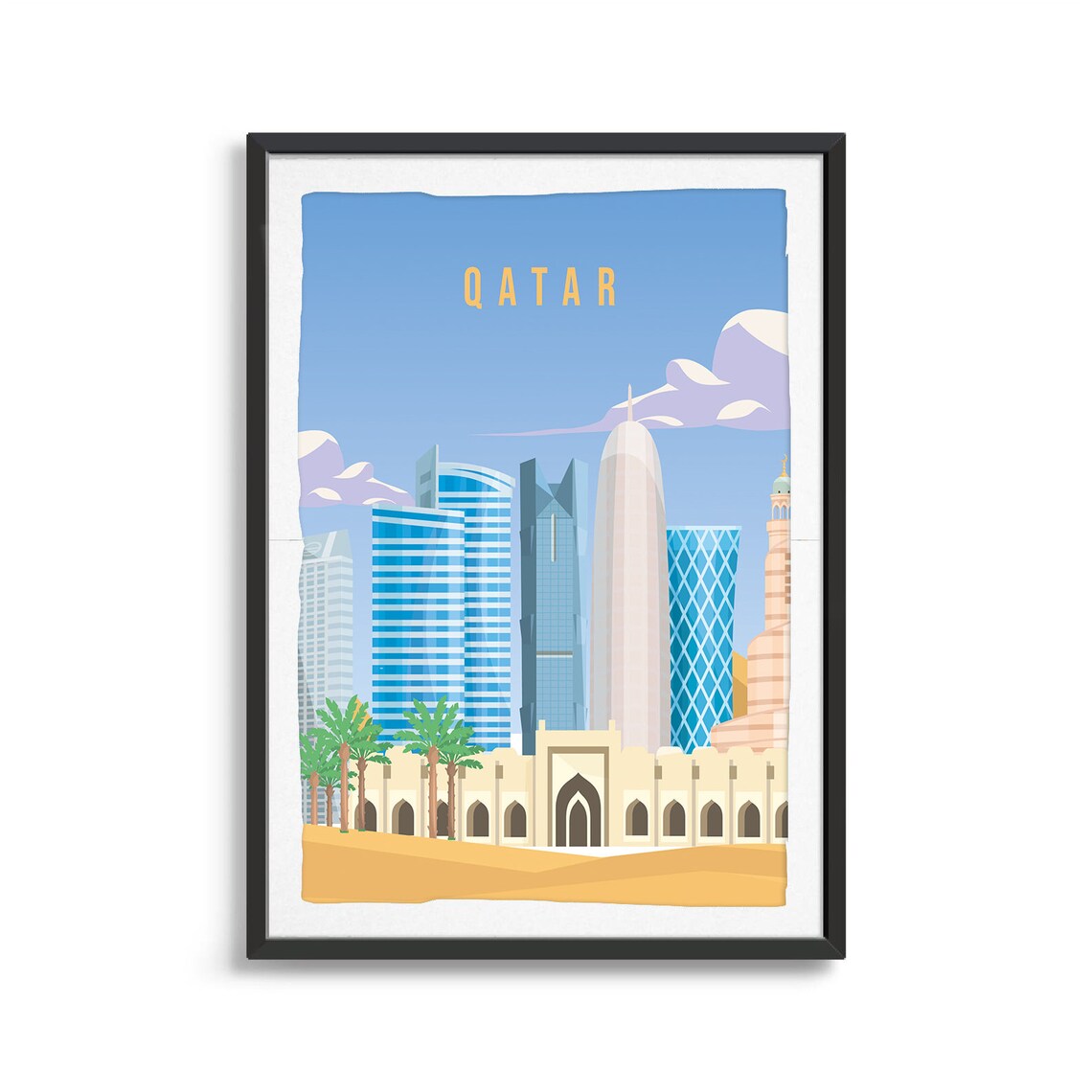 Qatar Country Poster Country Art Country Wall Art Country Etsy
