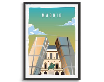 Madrid City Poster, City Art, City Wall Art, City Print, City Poster, City Print, Travel Gift, Travel Illustration