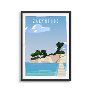 Zakynthos City Poster Art, City Wall Art, Country Art, City Poster, City Print, City Art, Zakynthos Travel Illustration