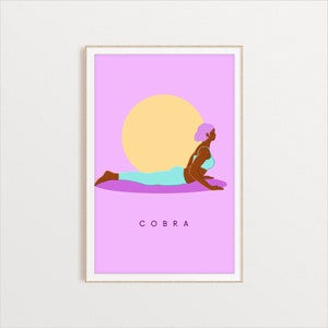 Yoga Digital Download, Cobra Pose Yoga Art Print for Studio Decor, Mediation, Peace
