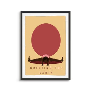 Greeting The Earth Yoga | Yoga Digital Download, Warrior I Pose Yoga Art | Yoga Print| Art For Studio Decor | Yoga Poses Poster | Yoga Gift