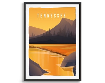 Tennessee State Poster Art, City Wall Art, State Art, State Poster, State Print, State Art, Tennessee Travel Illustration