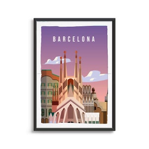 Barcelona City Poster, City Art, City Wall Art, City Print, City Poster, City Print, Travel Gift, Travel Illustration