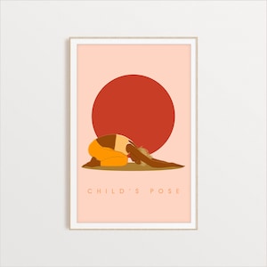 Yoga Digital Download, Childs Pose Yoga Art Print for Studio Decor, Mediation, Peace