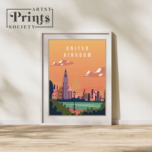 United Kingdom Country Poster Art, Stadt Wandkunst, Land Kunst, Land Poster, Land Print, Land Kunst, Reise Illustration