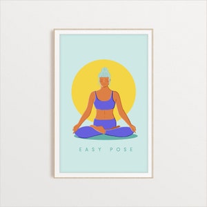 Yoga Digital Download, Easy Pose Yoga Art Print for Studio Decor, Mediation, Peace