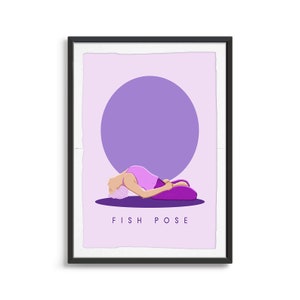 Fish Pose | Yoga Digital Download, Warrior I Pose Yoga Art | Yoga Print| Art For Studio Decor | Yoga Poses Poster | Yoga Gift