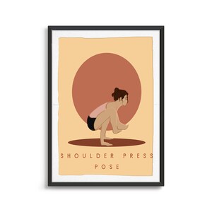 Shoulder Press Pose | Yoga Digital Download, Warrior I Pose Yoga Art | Yoga Print| Art For Studio Decor | Yoga Poses Poster | Yoga Gift