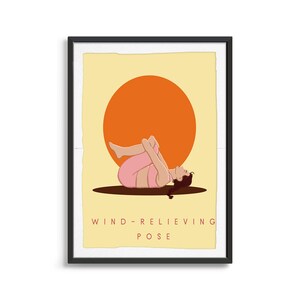Wind Relieving Pose | Yoga Digital Download, Warrior I Pose Yoga Art | Yoga Print| Art For Studio Decor | Yoga Poses Poster | Yoga Gift