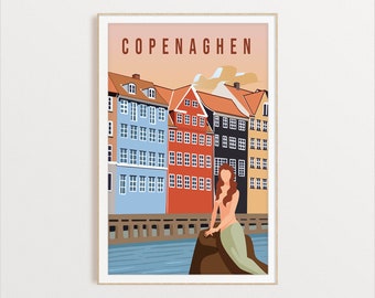 Copenhagen City Poster, City Art, City Wall Art, City Print, Country Poster, Country Print, Country Art, Denmark Travel Illustration