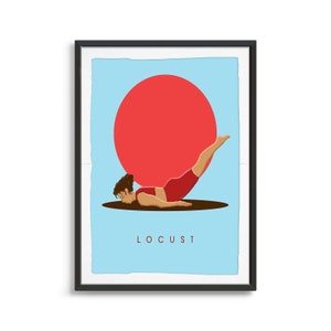 Locust Yoga Pose | Yoga Digital Download, Warrior I Pose Yoga Art | Yoga Print| Art For Studio Decor | Yoga Poses Poster | Yoga Gift