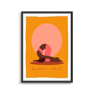 Rabbit Pose | Yoga Digital Download, Warrior I Pose Yoga Art | Yoga Print| Art For Studio Decor | Yoga Poses Poster | Yoga Gift