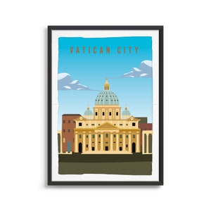 Vatican City Poster Art, Country Wall Art, Country Art, Country Poster, Country Print, Country Art, Vatican Travel Illustration