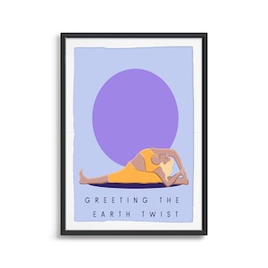 Greeting The Earth Twist Pose | Digital Download, Warrior I Pose Yoga Art | Yoga Print| Art For Studio Decor | Yoga Poses Poster | Yoga Gift