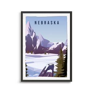 Nebraska State Poster, State Art, State Wall Art, World Print, State Poster, State Print, State Art, Travel Illustration