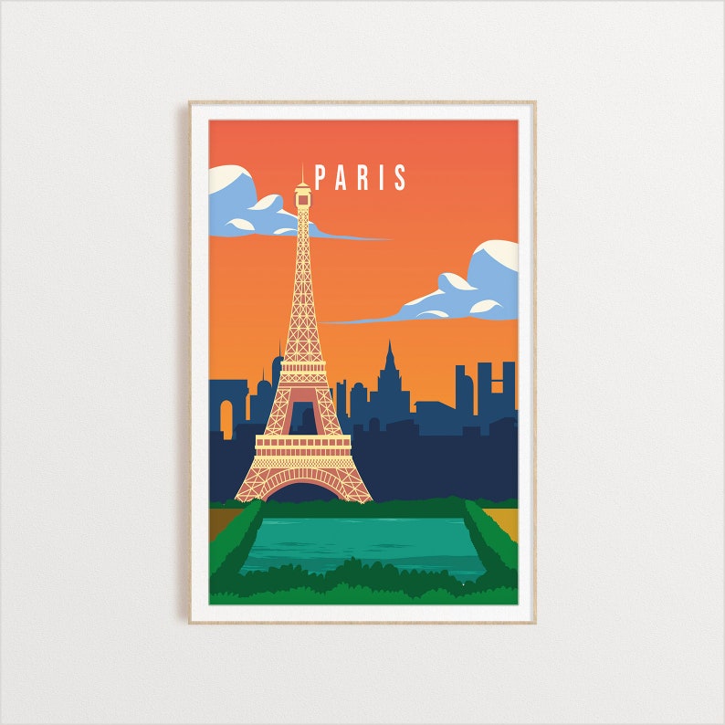 Paris City Poster, City Art, City Wall Art, City Print, City Poster, City Print, Travel Gift, Travel Illustration image 2