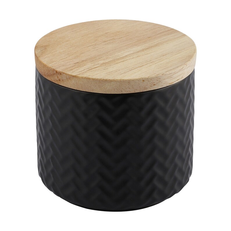 Personalised Glass Canisters Black Canisters With Wood Lid Etsy