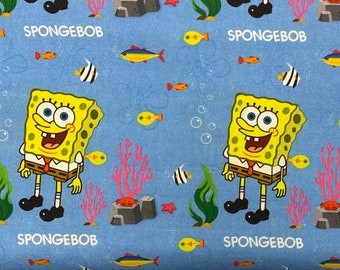 100/% Cotton Fabric Sponge Bob Square Pants Cushion Panel