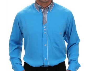 Designer Shirt in Turquoise Blue