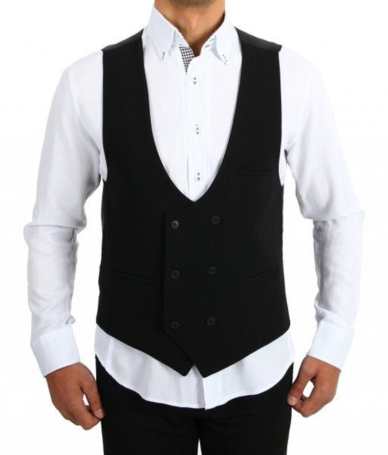 1920s Style Mens Vests, Pullovers, FairIsle Knits     Black Men Vest  AT vintagedancer.com