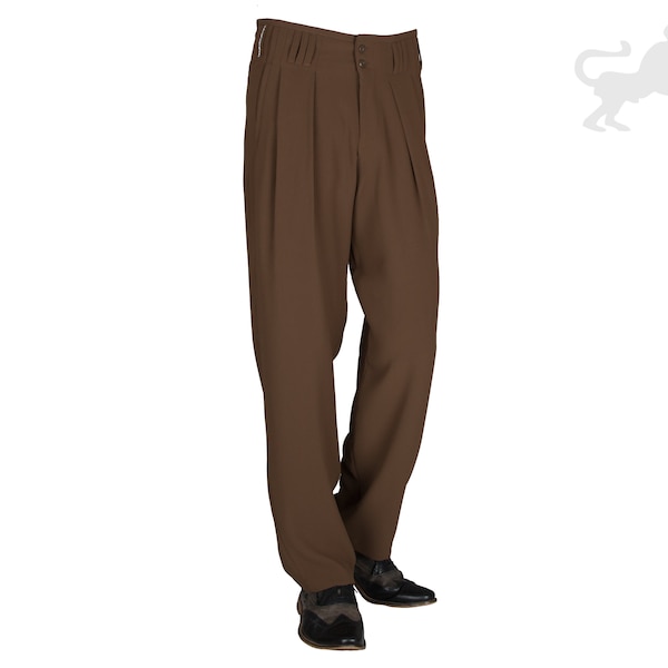 Bundfalten Herren Hose in Braun, Model Boogie