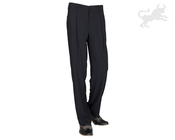Men's Pleated Trousers Black, Model Swing - Etsy